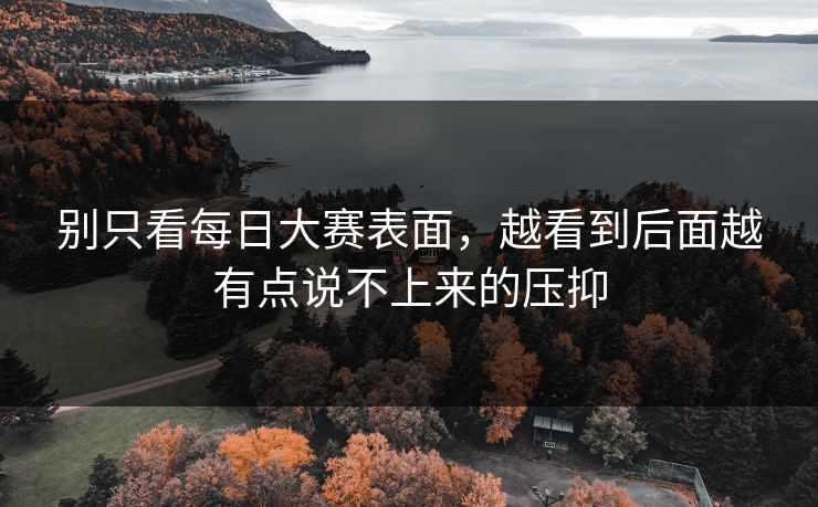 别只看每日大赛表面，越看到后面越有点说不上来的压抑